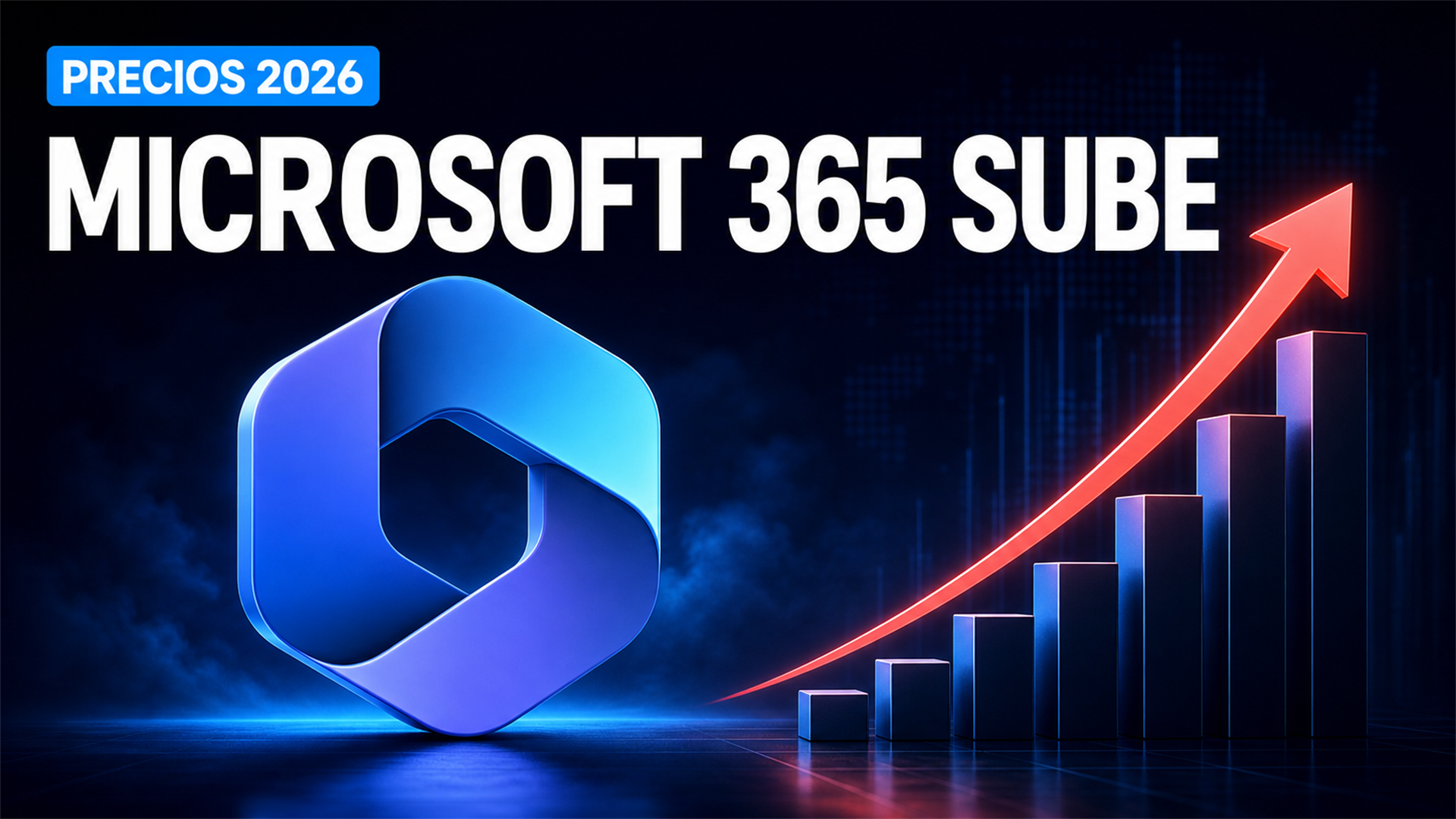 Ilustración editorial sobre la suba de precios de la suscripción de Microsoft 365 en 2026