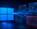 Ilustración editorial de una inteligencia artificial custodiando el escritorio de Windows contra fallas de seguridad