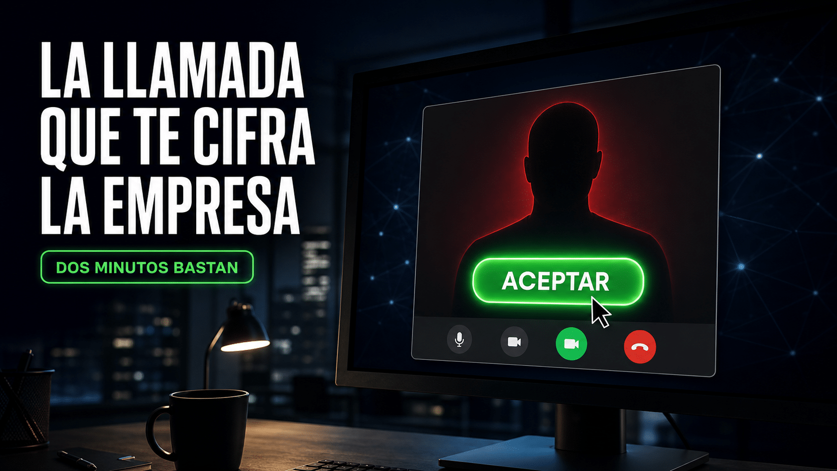 Arte editorial sobre una llamada falsa de soporte técnico que termina en un ataque de ransomware