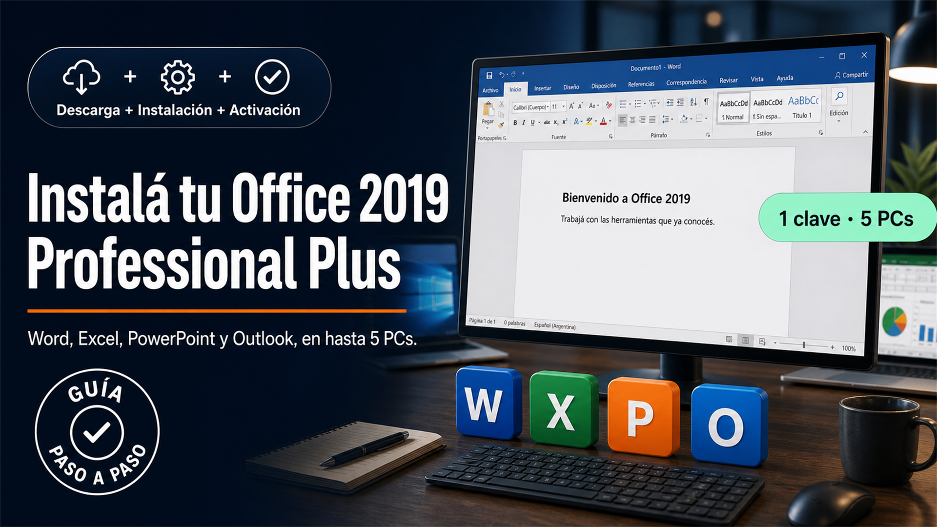 Guía para instalar y activar Office 2019 Professional Plus en 5 PCs