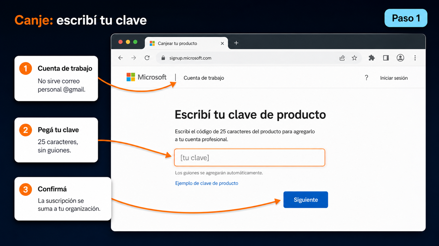 Canjear la clave de Power BI Premium en el portal de Microsoft