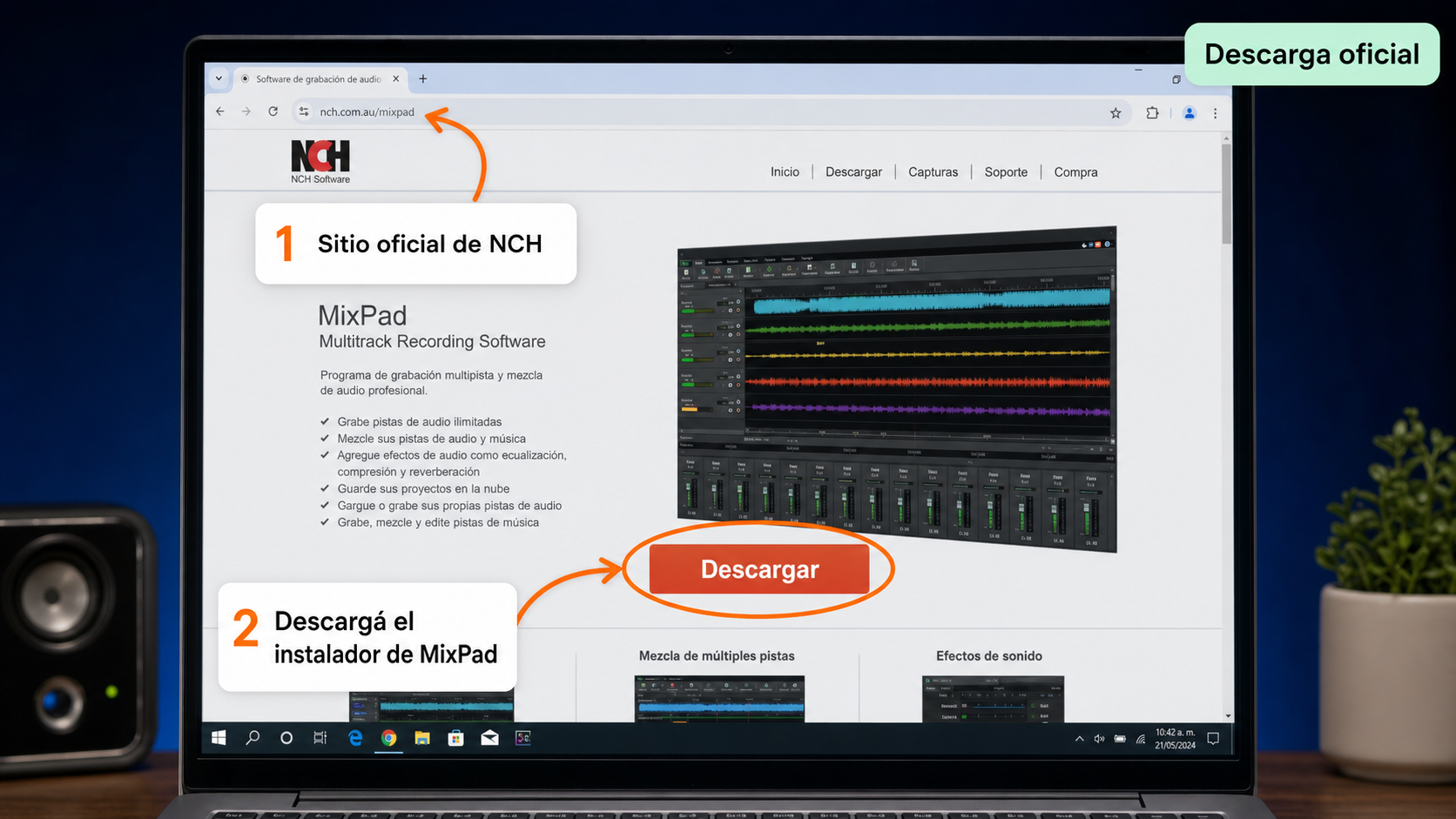 Página oficial de descarga de MixPad en el sitio de NCH Software