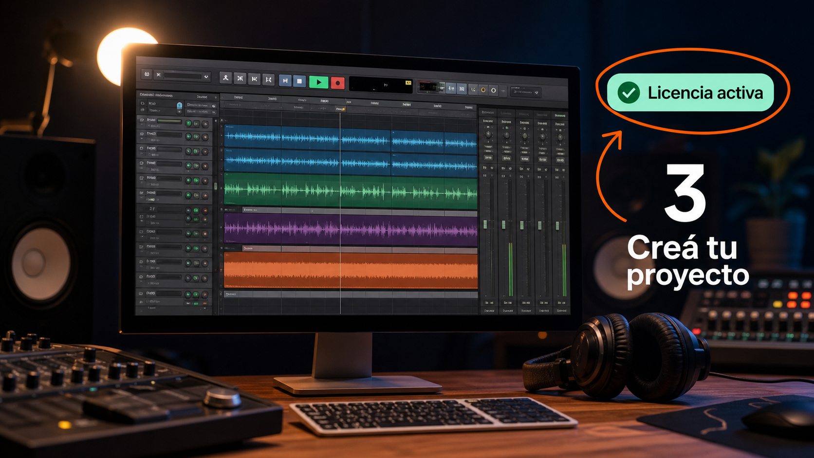 Pro Tools abierto en Windows con un proyecto nuevo y sus pistas