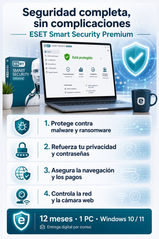 ESET Smart Security Premium – 12 Meses – 1 Pc – Licencia