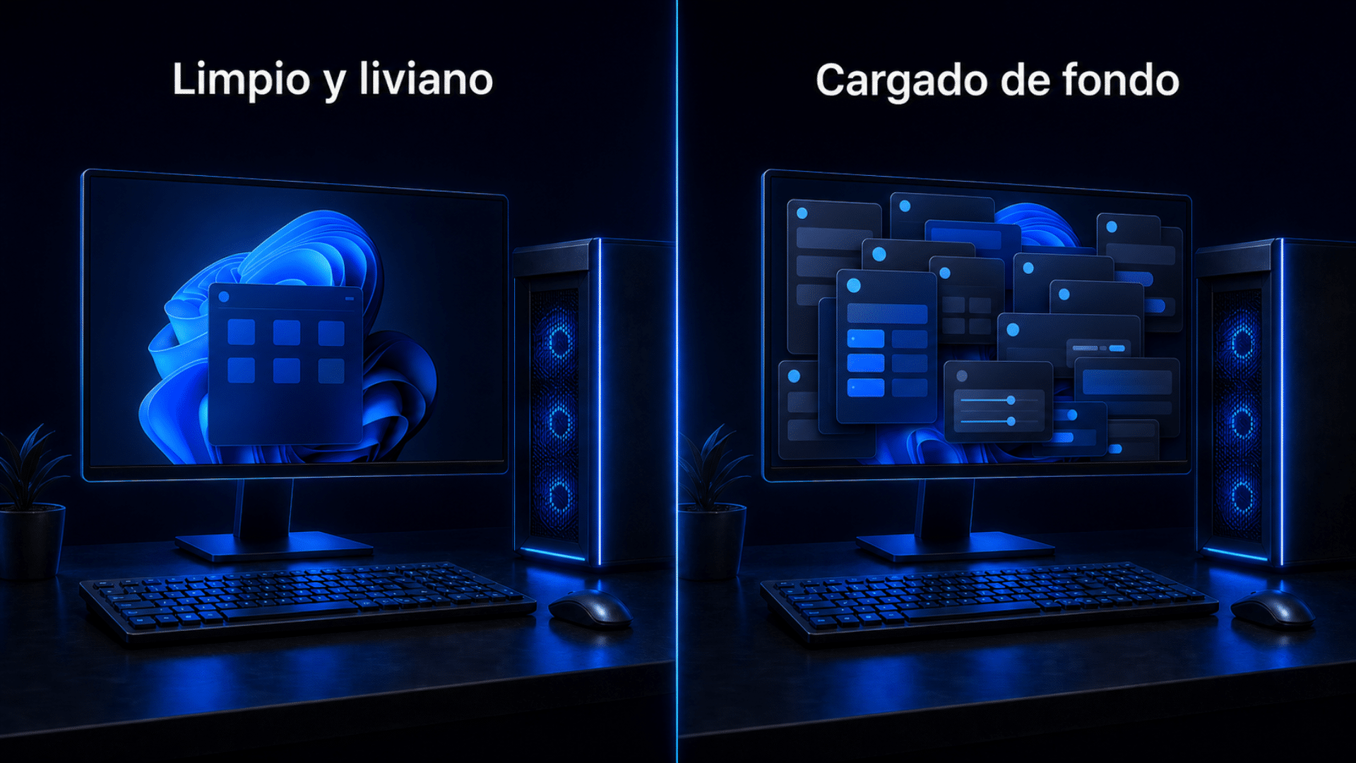Comparación entre un Windows 11 limpio y otro cargado de aplicaciones de fondo