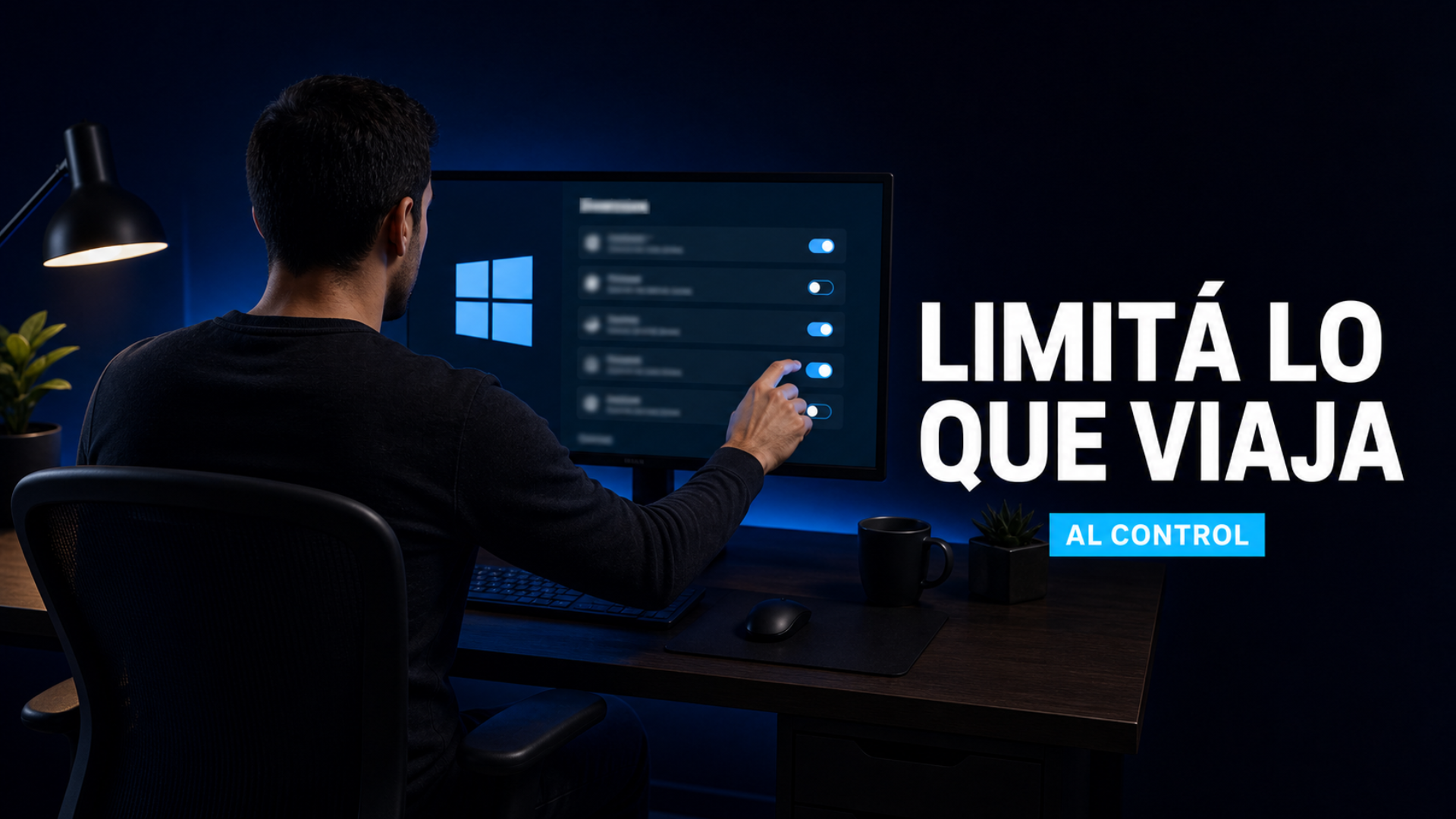 Persona ajustando la configuración de privacidad de Windows 11 en su escritorio