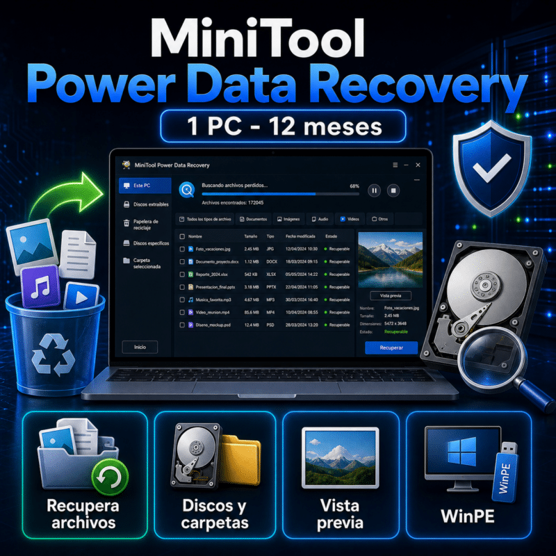 MiniTool Power Data Recovery Personal para recuperar archivos en Windows