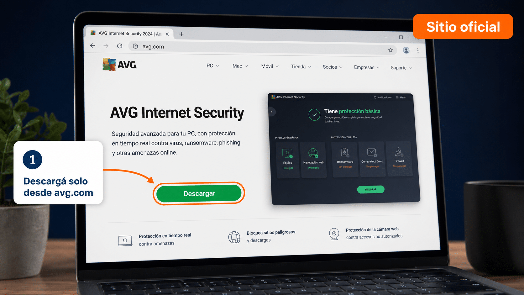 Descarga oficial de AVG Internet Security desde avg.com