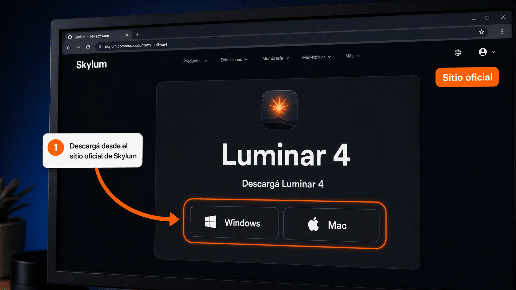 Descargar Luminar 4 desde Skylum Descarga oficial de Luminar 4 desde el sitio de Skylum (Windows y Mac)