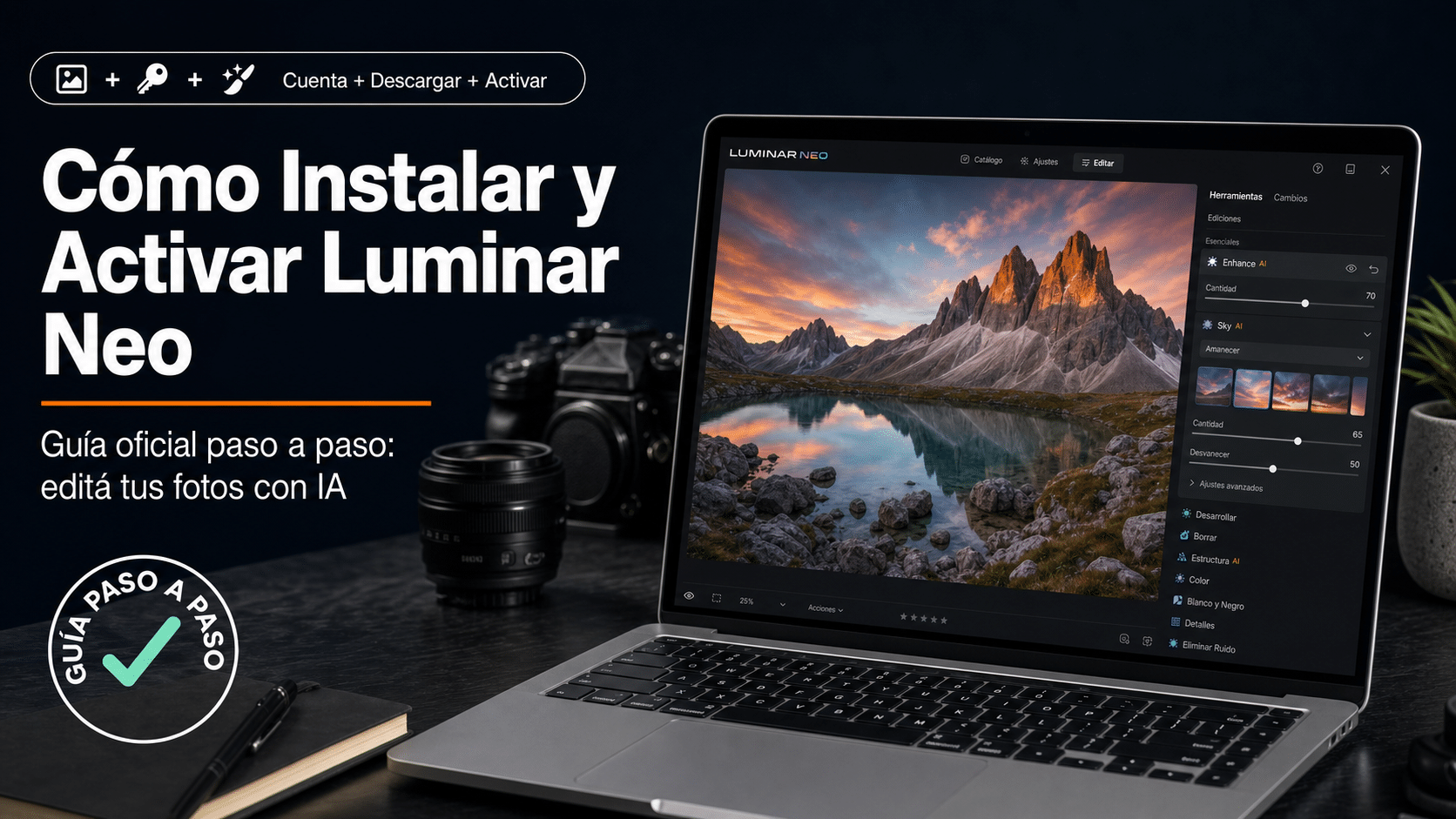 Luminar Neo: guia para crear tu cuenta Skylum, descargar y activar el editor de fotos con IA