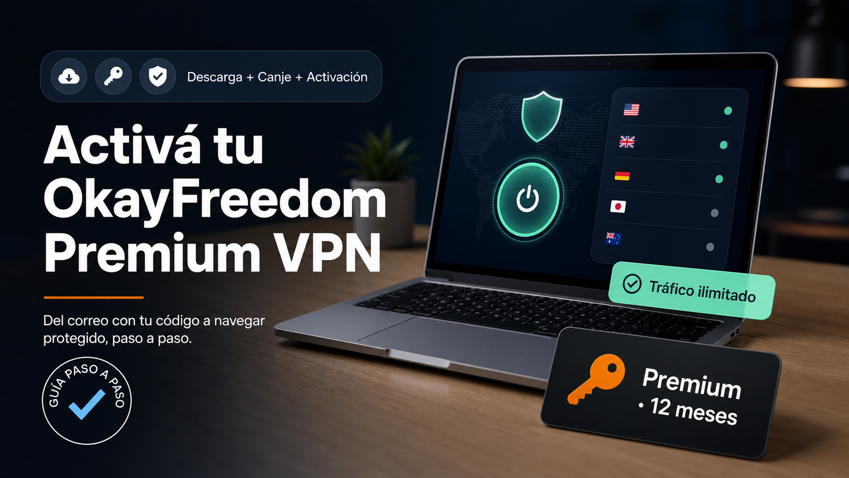 Guía para instalar y activar OkayFreedom Premium VPN en Windows, en español