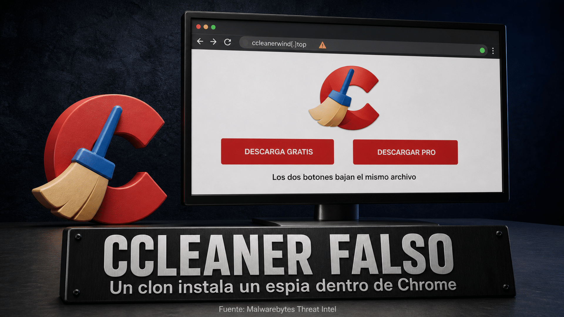 Página de descarga clonada de una utilidad de Windows con un instalador malicioso listo para bajar