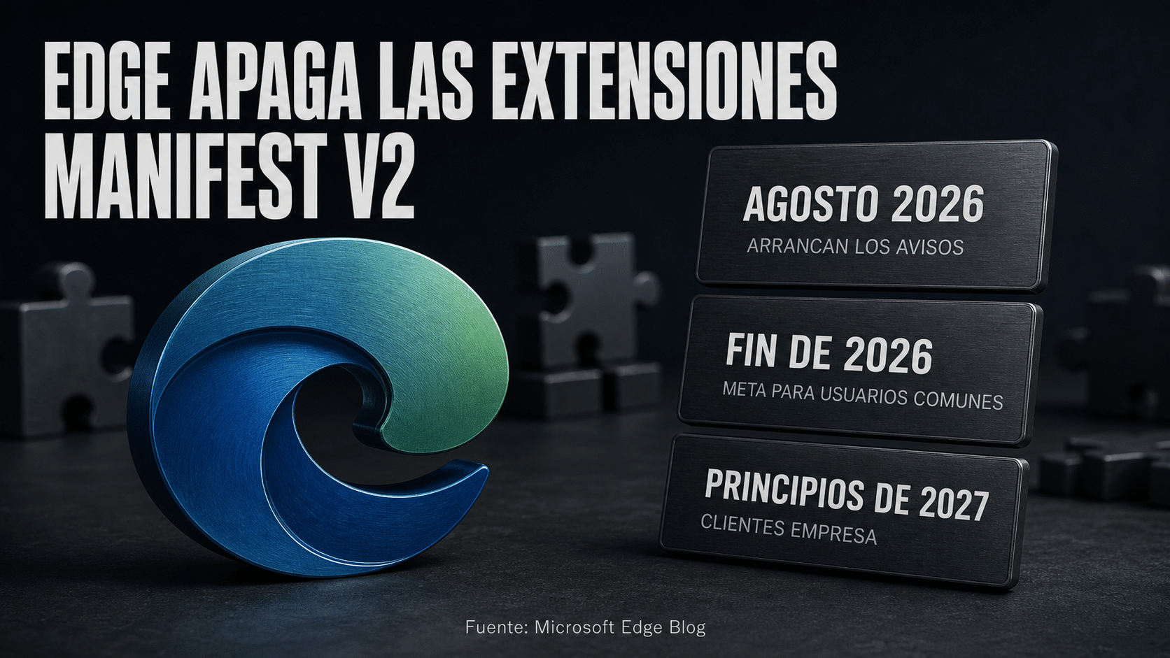 Extensiones Manifest V2 de Microsoft Edge frente al calendario de deprecación anunciado por Microsoft