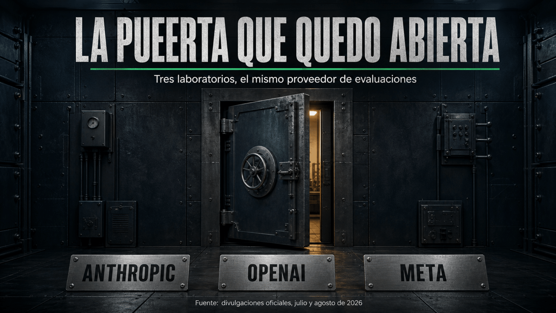 Arte editorial sobre el proveedor externo que corre las pruebas de seguridad de los grandes modelos de inteligencia artificial