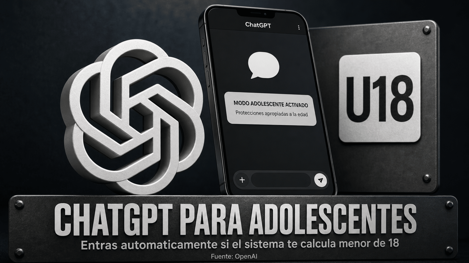 Anuncio de OpenAI del modo con protecciones activadas por defecto para menores de 18