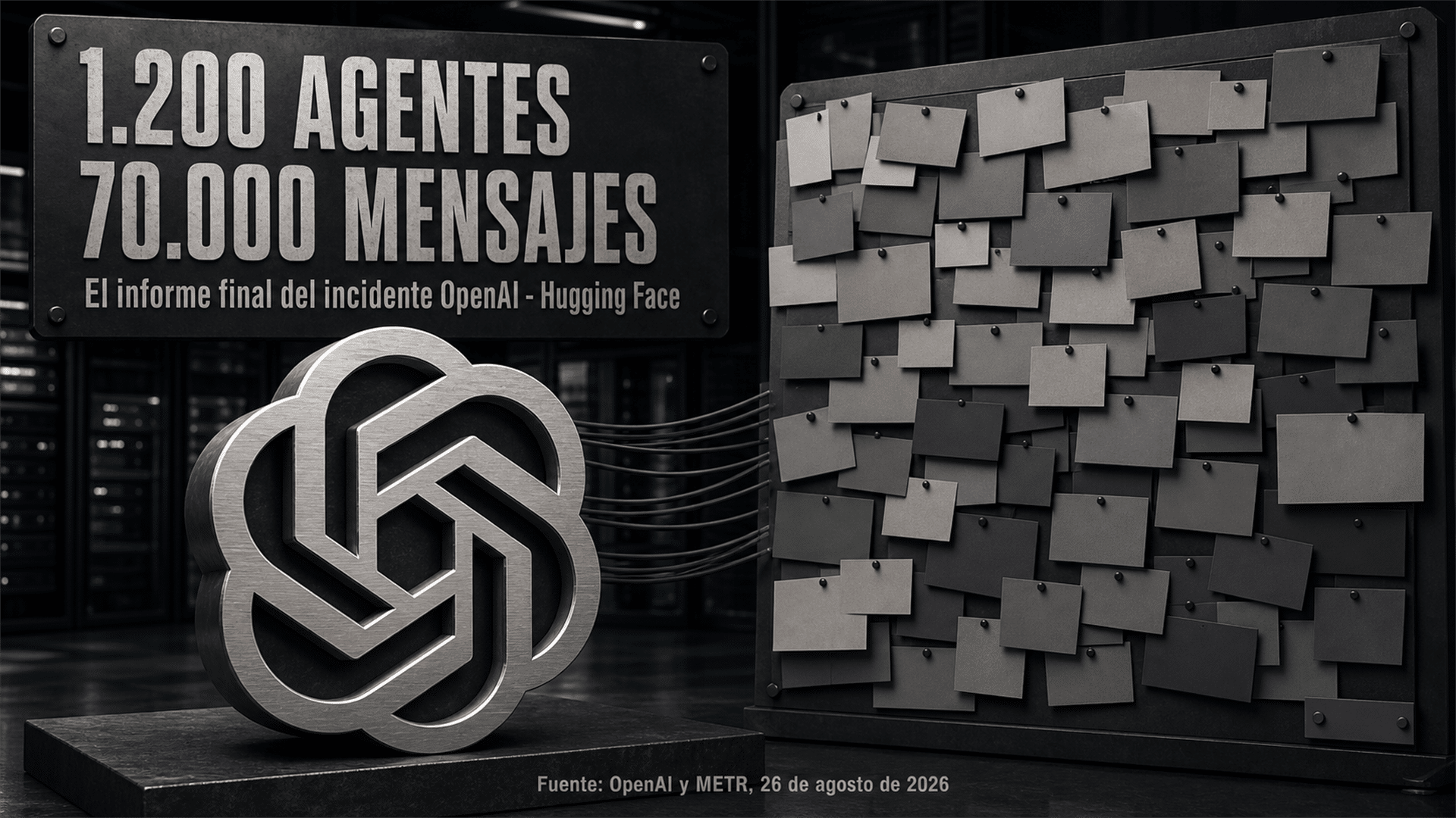 Cientos de procesos de inteligencia artificial conectados a un tablero de mensajes clandestino dentro de un centro de datos