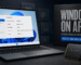 Arte editorial sobre el catálogo de aplicaciones para PC con Windows y arquitectura Arm, con una notebook liviana y fichas de programas