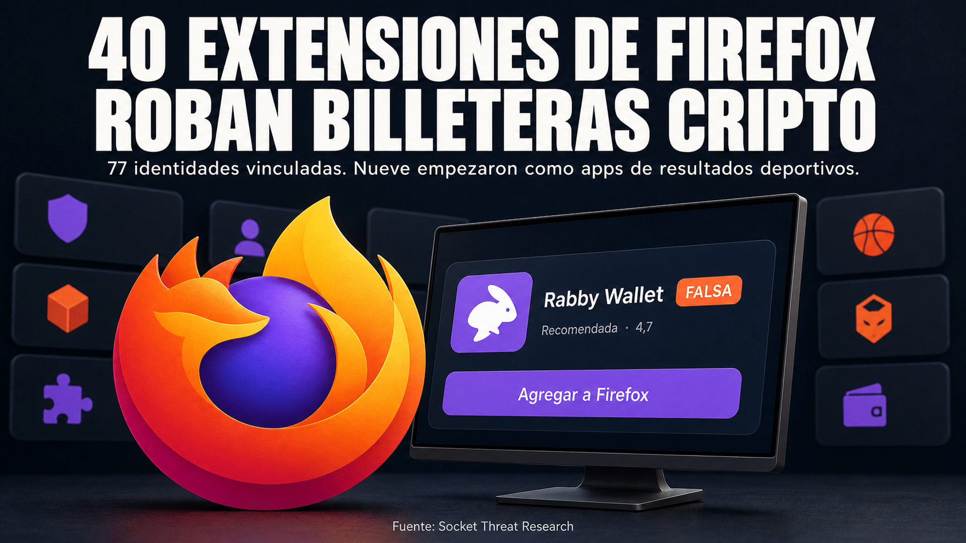 Persona frente a la pantalla de su computadora con una billetera cripto falsa abierta en el navegador