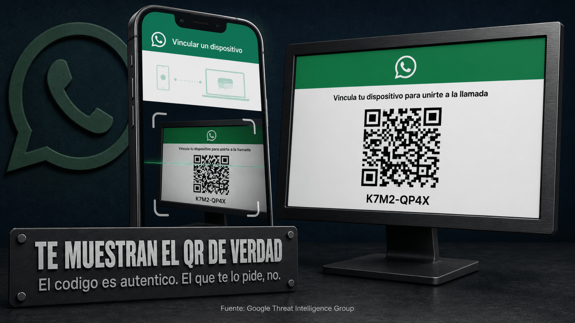 Persona sosteniendo el teléfono frente a la pantalla de una computadora que muestra un código QR de inicio de sesión