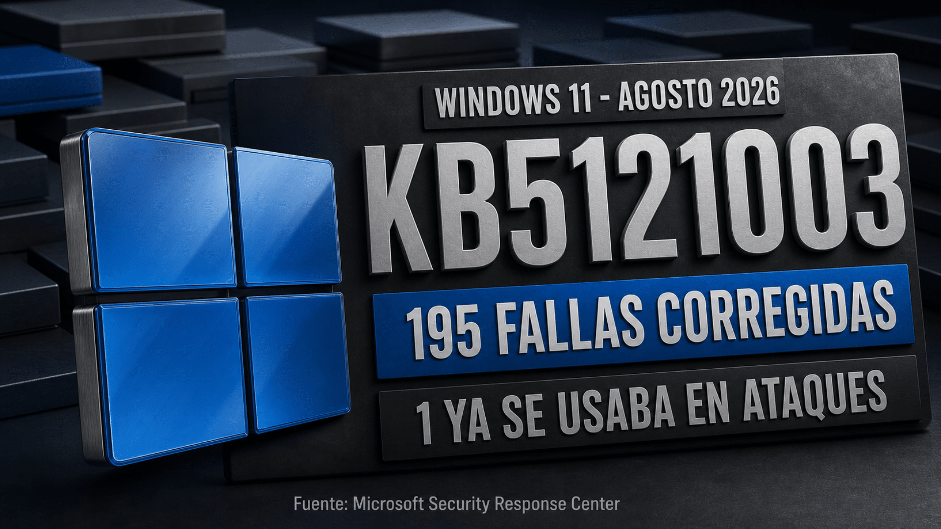 Pantalla de una PC con Windows 11 mostrando la actualización de seguridad de agosto de 2026 lista para instalarse