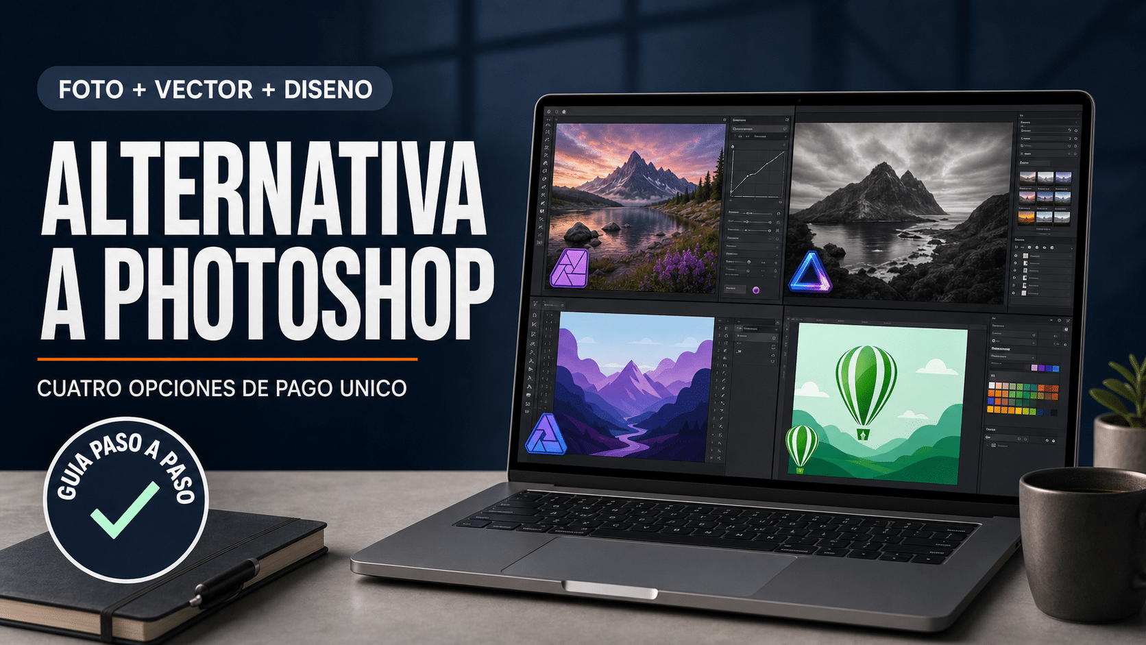 Alternativa a Photoshop sin suscripción con cuatro opciones de pago único