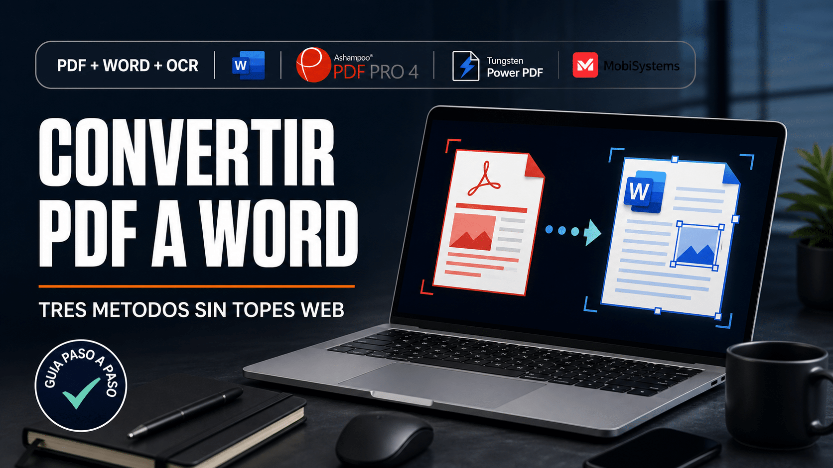 Programa para convertir PDF a Word con tres opciones de escritorio y OCR