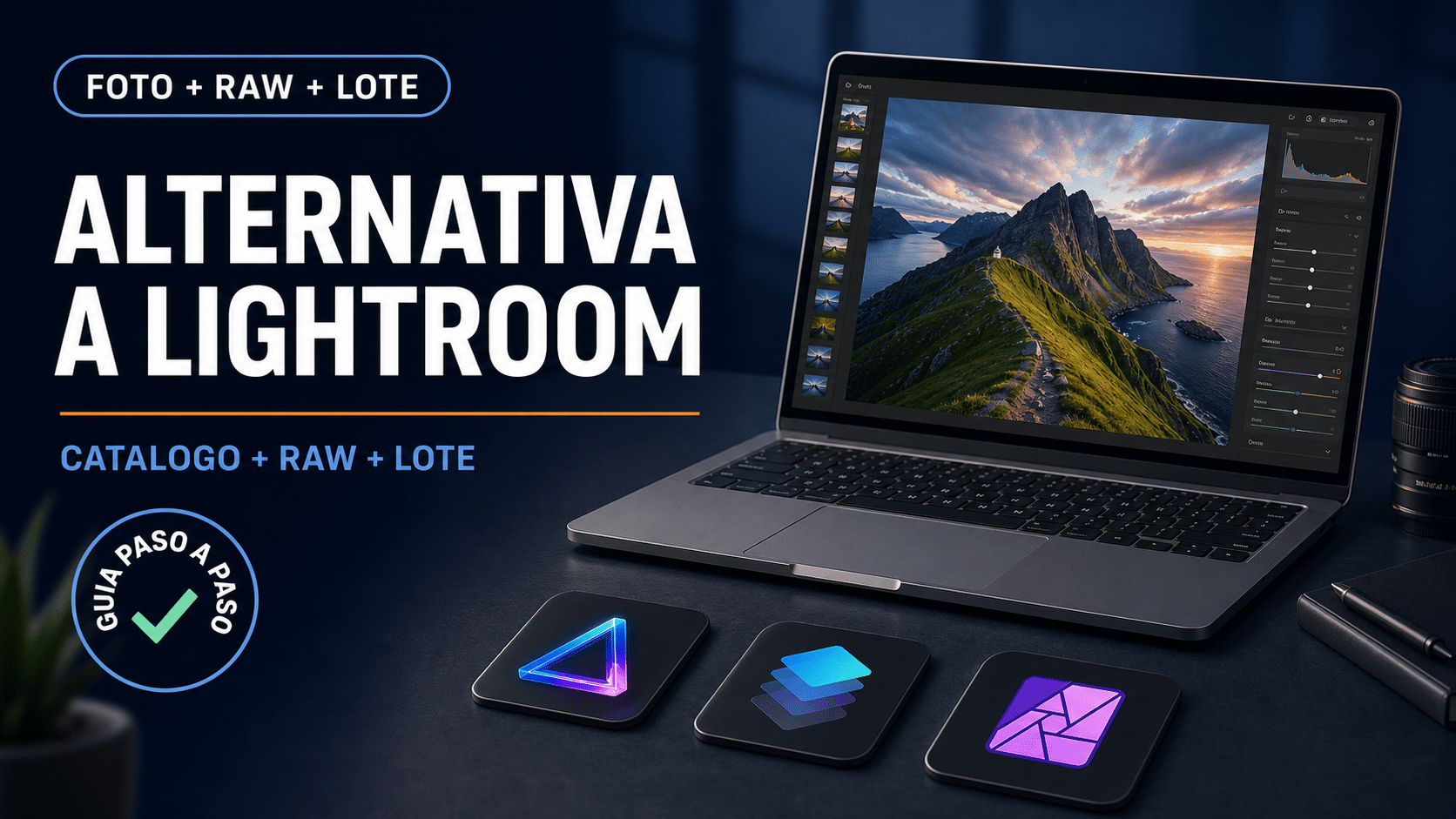 Alternativa a Lightroom con cinco editores para organizar, revelar RAW y exportar fotos