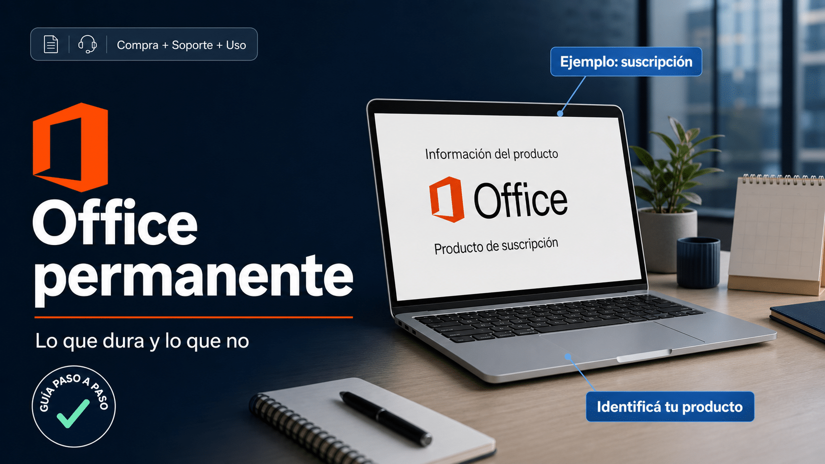 Licencia Office permanente: elegir versión, comprobar soporte y probar documentos