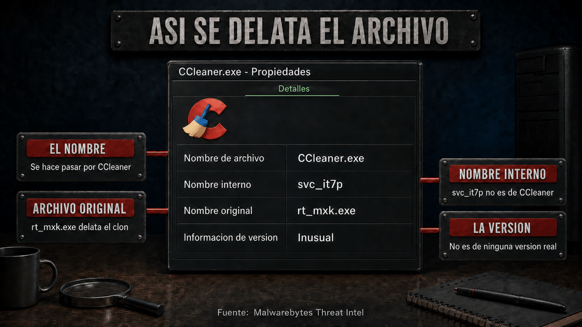 CCleaner falso: los datos internos del instalador clonado no coinciden con ninguna versión real