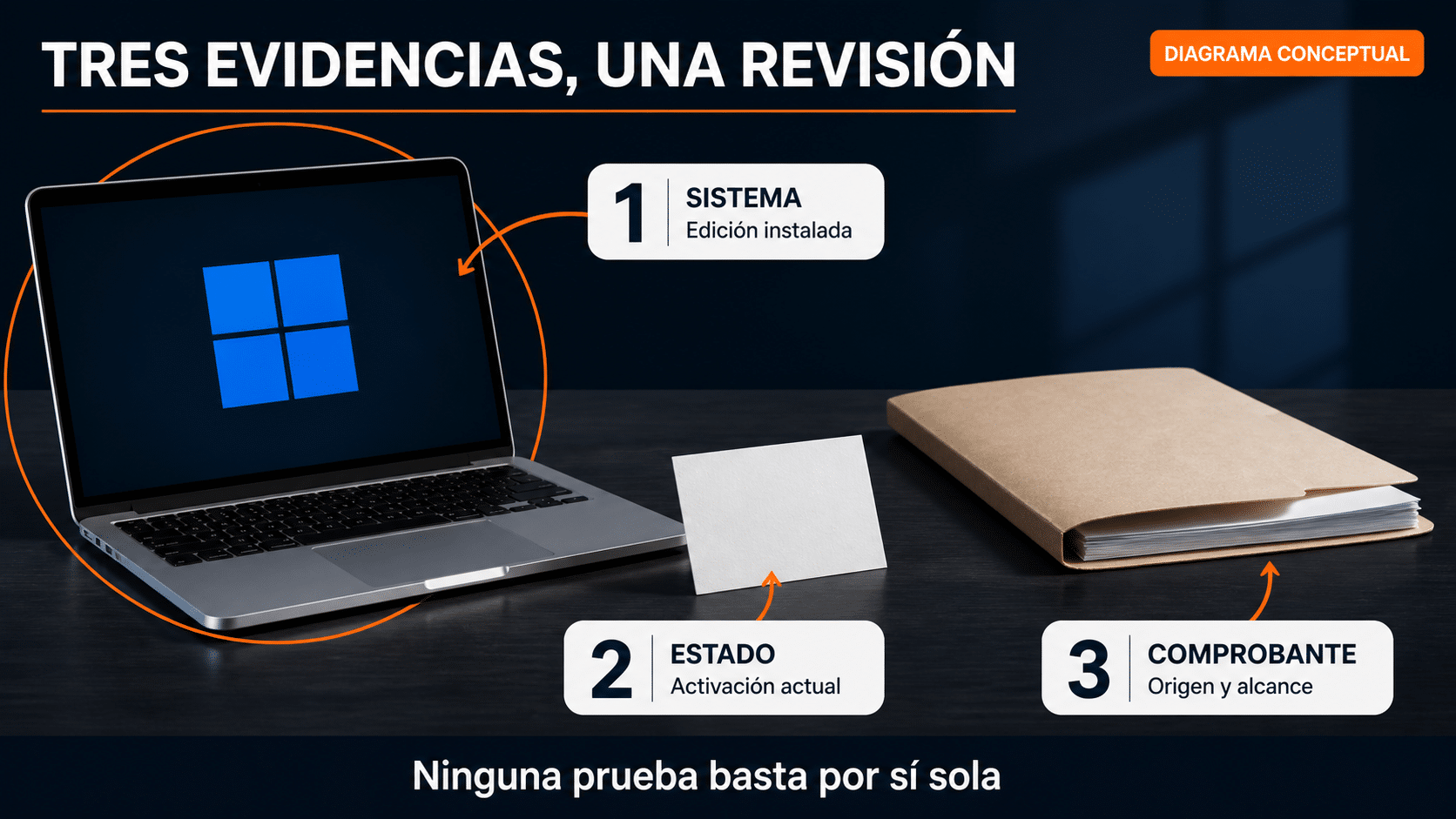 Tres evidencias para revisar Windows: sistema, estado de activación y comprobante