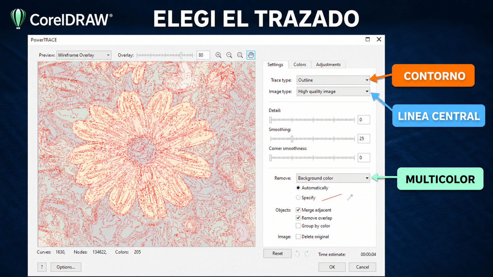 Matriz para elegir trazado de logo, firma, ilustración, plano o fotografía