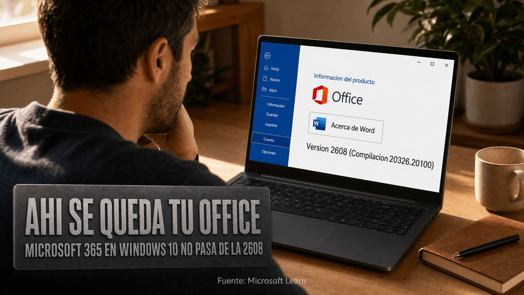 Microsoft 365 en Windows 10 detenido en la versión 2608, con las funciones nuevas cortadas