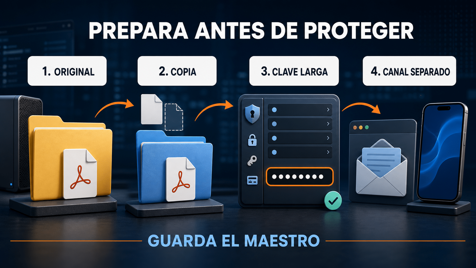Checklist para preparar el original, la copia y el canal de entrega de un PDF protegido