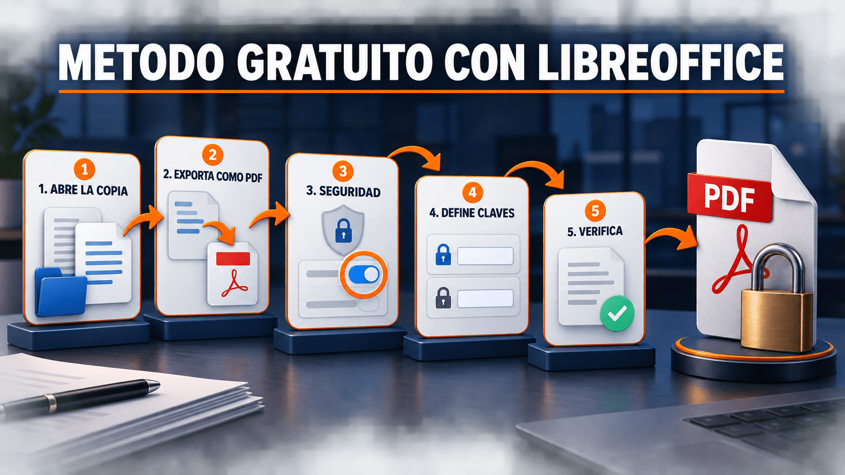 Flujo gratuito para exportar un PDF con contraseña desde LibreOffice en Windows