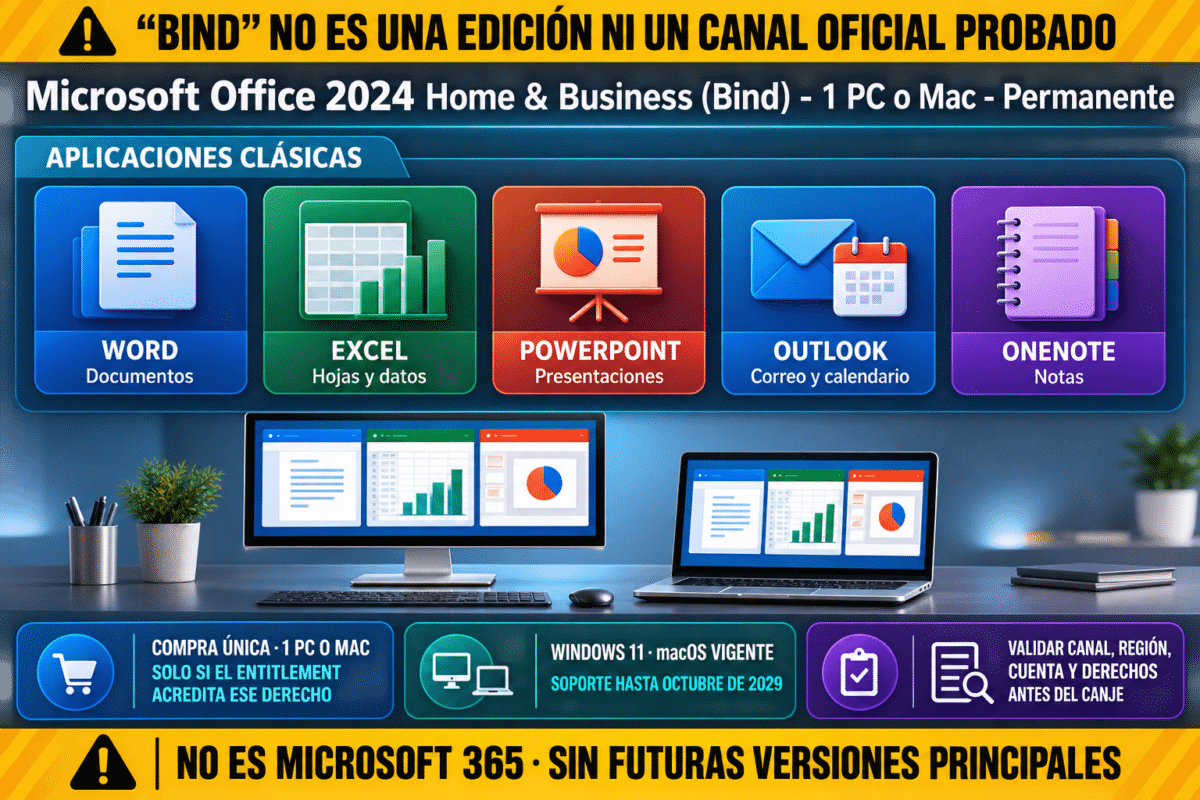 Microsoft Office 2024 Home & Business (Bind) – 1 PC o Mac – Permanente