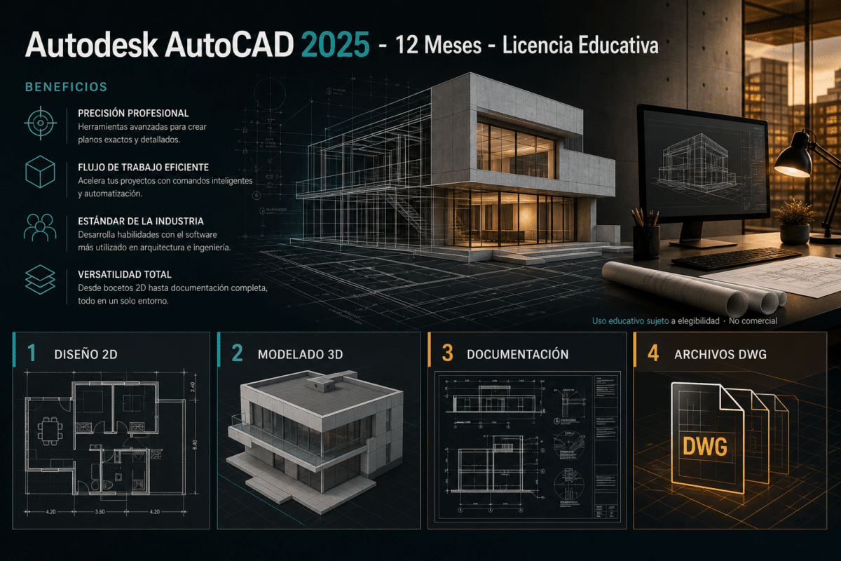 Autodesk AutoCAD 2025 – 12 Meses – Licencia Educativa