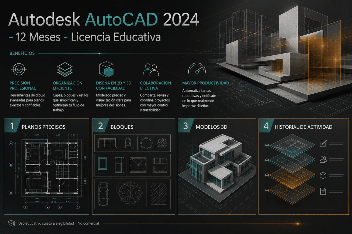 Autodesk AutoCAD 2024  – 12 Meses – Licencia Educativa