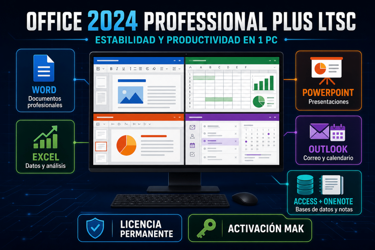 Microsoft Office 2024 Professional Plus LTSC – 1 PC – Permanente