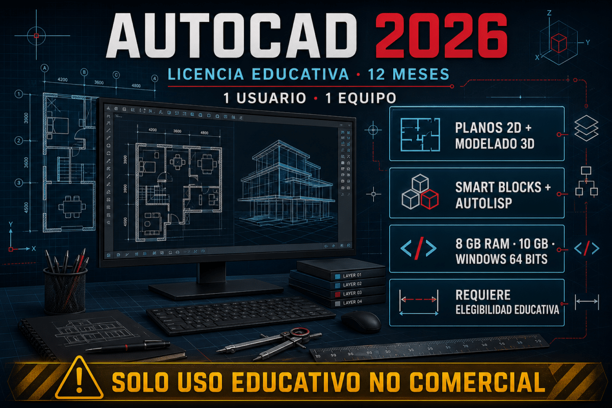 Autodesk AutoCAD 2026  – 12 Meces – Licencia Educativa