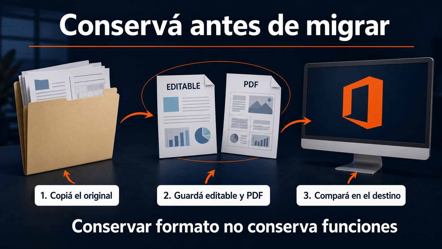Conservar editable y PDF al migrar desde versiones antiguas de Office