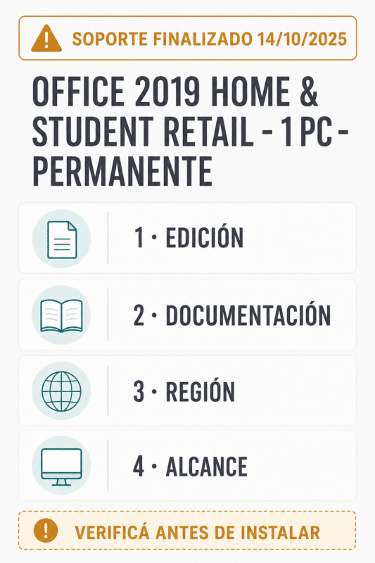 Office 2019 Home & Student Retail – 1 PC – Permanente