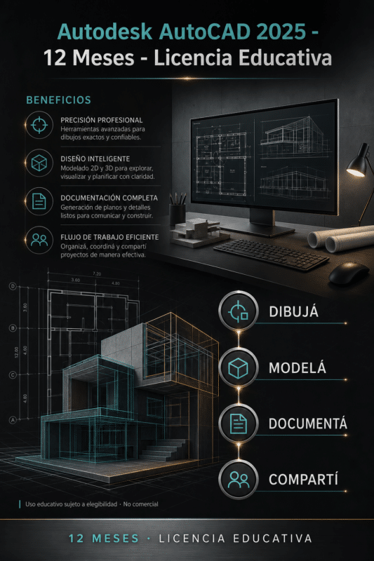 Autodesk AutoCAD 2025 – 12 Meses – Licencia Educativa