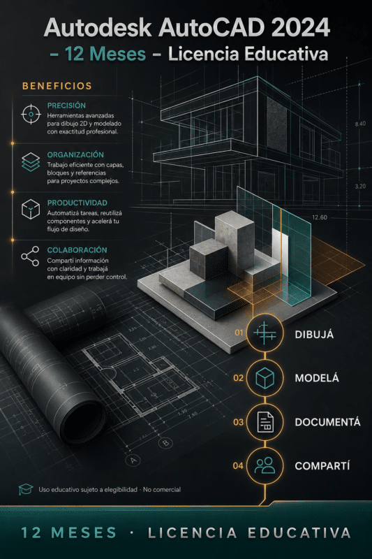 Autodesk AutoCAD 2024  – 12 Meses – Licencia Educativa