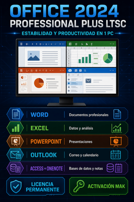 Microsoft Office 2024 Professional Plus LTSC – 1 PC – Permanente