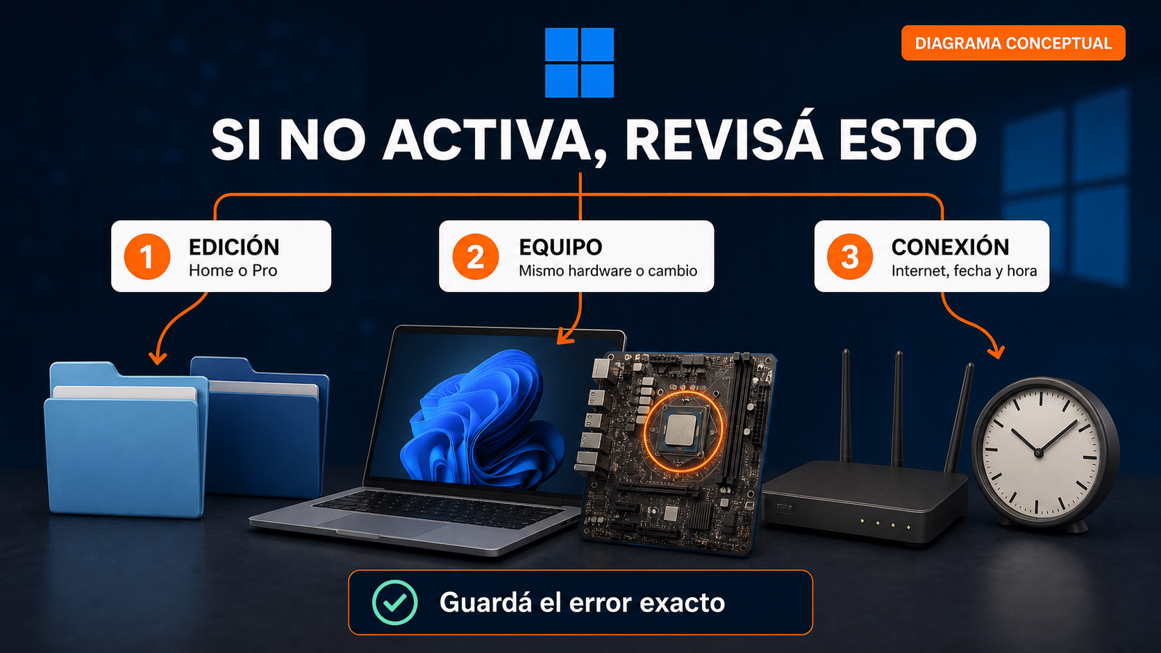 Diagnóstico de edición, equipo y conectividad cuando Windows 11 no activa