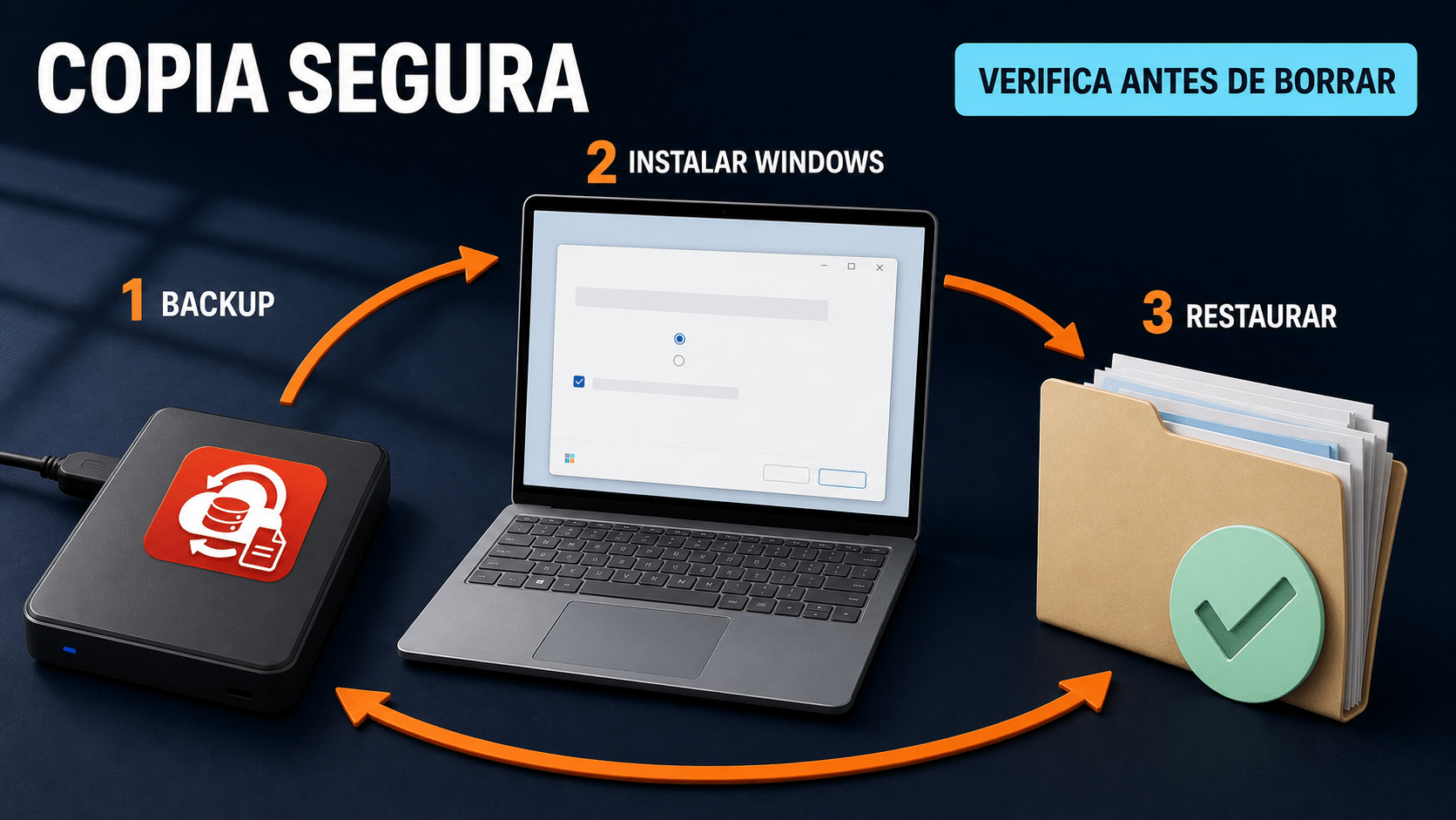 Flujo de backup instalación y restauración de Windows 11