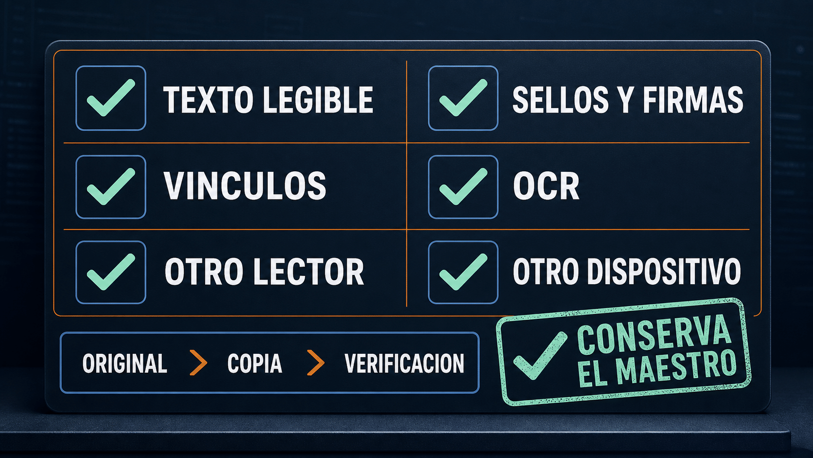 Checklist de exportación para revisar legibilidad, enlaces, firmas y compatibilidad