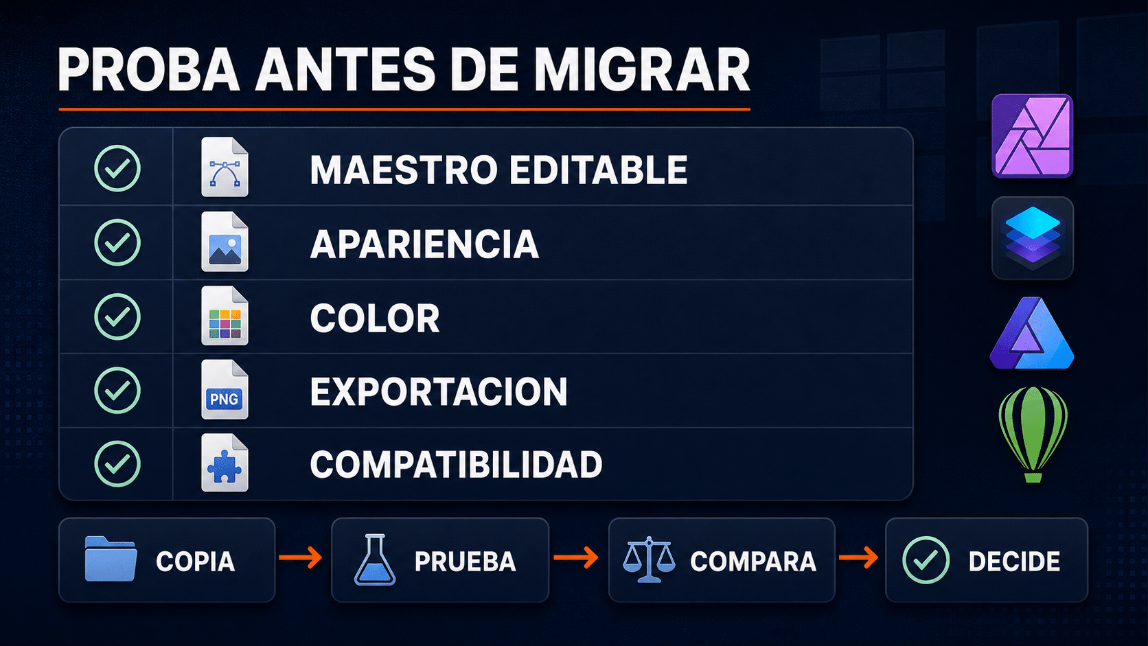Checklist para comparar una alternativa a Photoshop antes de migrar