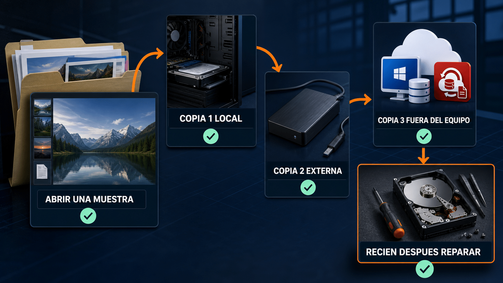 Checklist posterior a la recuperación con verificación, segunda copia y estrategia de backup