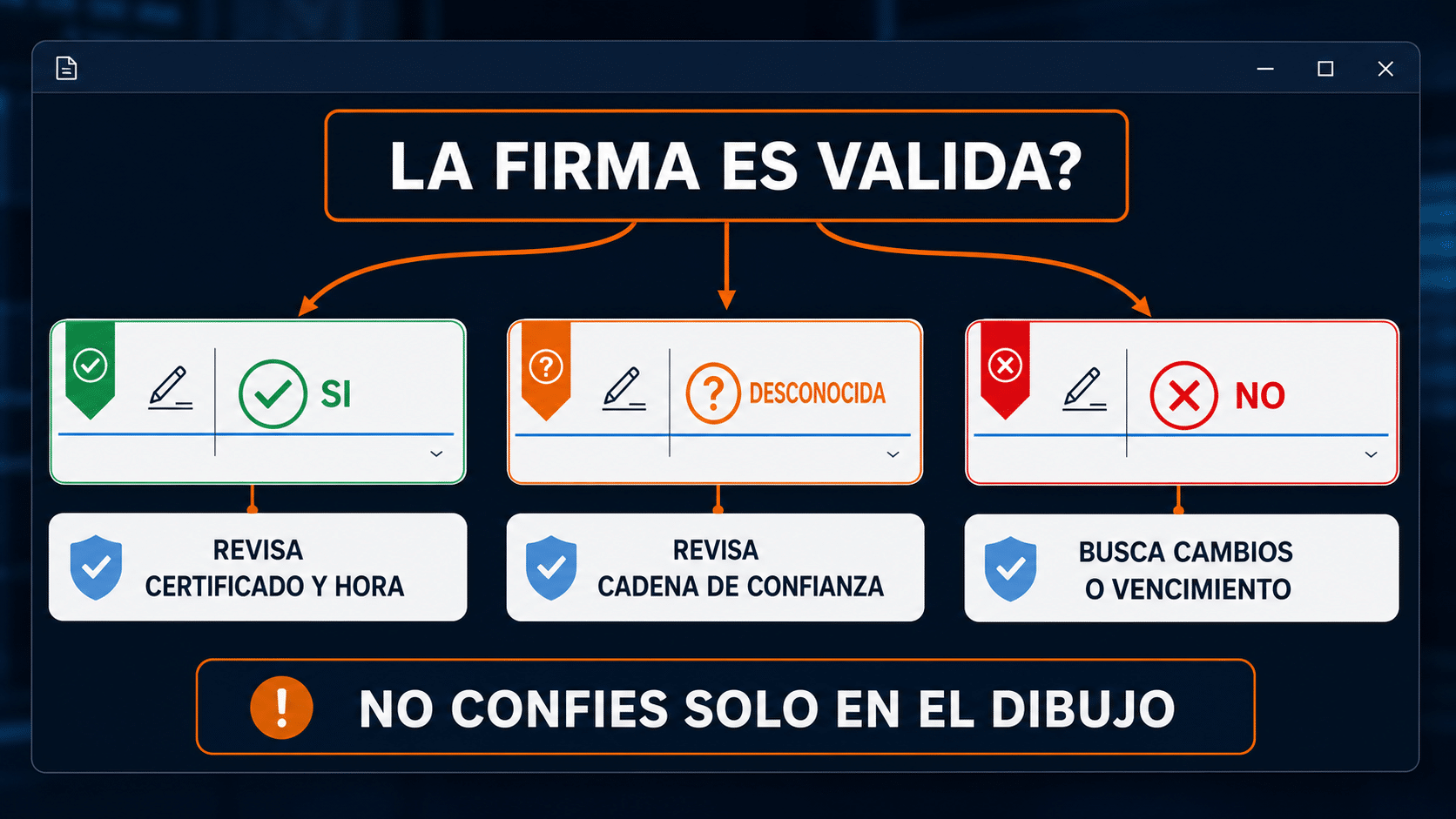 Árbol para validar una firma digital PDF y diagnosticar certificados